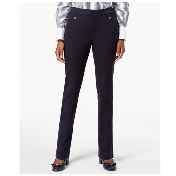 Charter Club Pants - Charter Club Navy Slim Leg Button Detail Pants Sizes 4 & 10